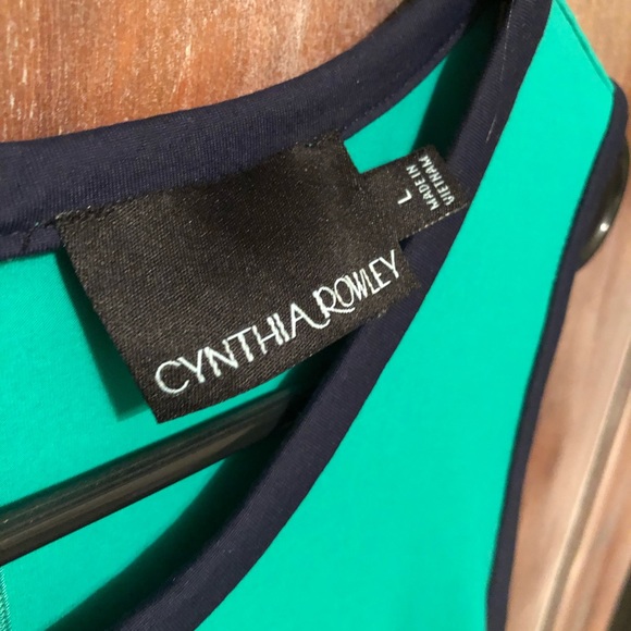 NWOT Green and navy Cynthia Rowley dress - Picture 2 of 3
